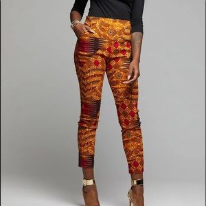 Diyanu “Safina” Fitted High-waisted Pants in Yellow Pink Patchwork African Print